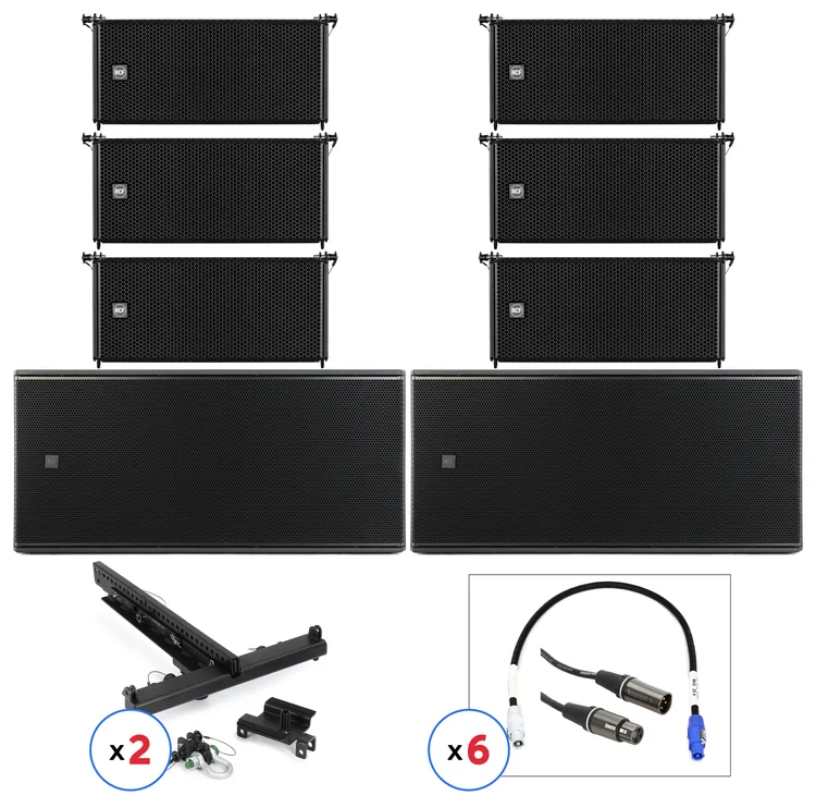 RCF HDL6-A Compact Line Array + SUB 8008-AS Ground Stack System